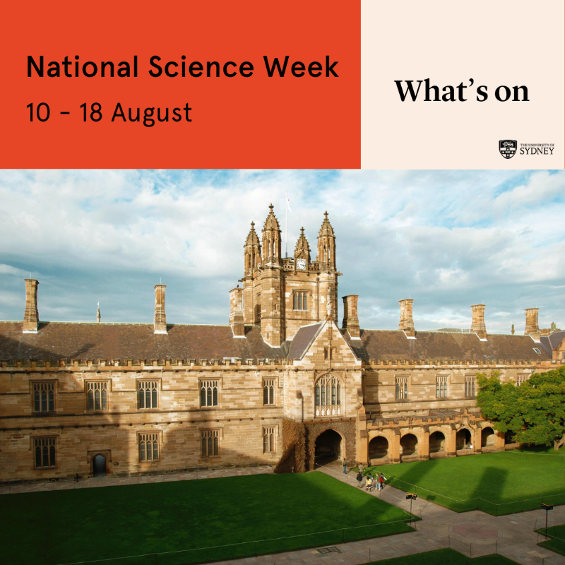 Sydney_Science's tweet photo. #NationalScienceWeek is just around the corner 🔭

Join @sydney_uni for a week of discovery with our amazing scientists! ‍‍

Explore a range of events from August 10th to 18th. There's something for everyone!