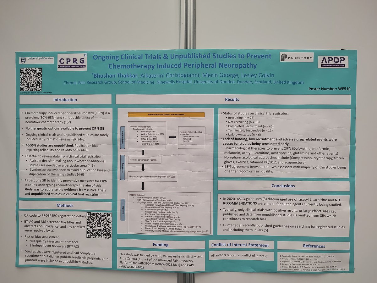 Bhushan Thakkar PT, PhD (@thakkarbhushan) on Twitter photo Please stop by to have a chat. I am near the end of the hall (510) after the exhibits. I am presenting some of our findings that highlight the importance of including ongoing clinical trials and unpublished studies in systematic review <a href="/MsApdp/">Advanced Pain Discovery Platform</a> <a href="/DundeeCPRG/">Chronic Pain Research Group Dundee University</a> <a href="/Painstorm_APDP/">PAINSTORM Consortium For Neuropathic Pain</a> #CIPN Please stop by to have a chat. I am near the end of the hall (510) after the exhibits. I am presenting some of our findings that highlight the importance of including ongoing clinical trials and unpublished studies in systematic review <a href="/MsApdp/">Advanced Pain Discovery Platform</a> <a href="/DundeeCPRG/">Chronic Pain Research Group Dundee University</a> <a href="/Painstorm_APDP/">PAINSTORM Consortium For Neuropathic Pain</a> #CIPN
