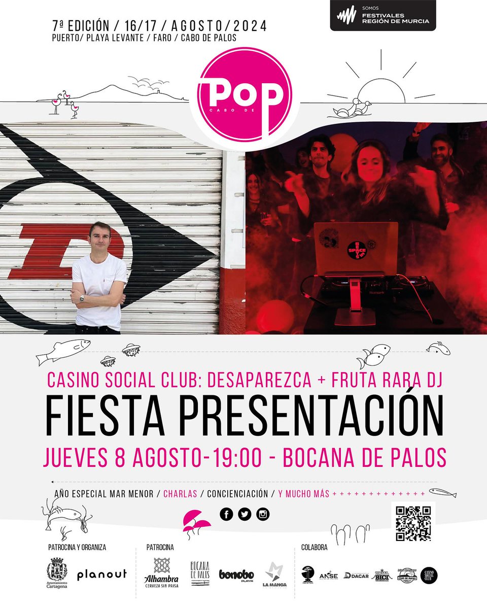 Mañana jueves, 8 de agosto, se presentará el festival del verano #cabopop2024 🎉🎶 en la Bocana de Palos para unas horas de música y buen rollo. 🎤🕺💃
📅 Fecha: Jueves, 8 de agosto
🕒 Hora: 19:00 a 21:00
📍 Lugar: Paseo de la barra, Bocana de Palos