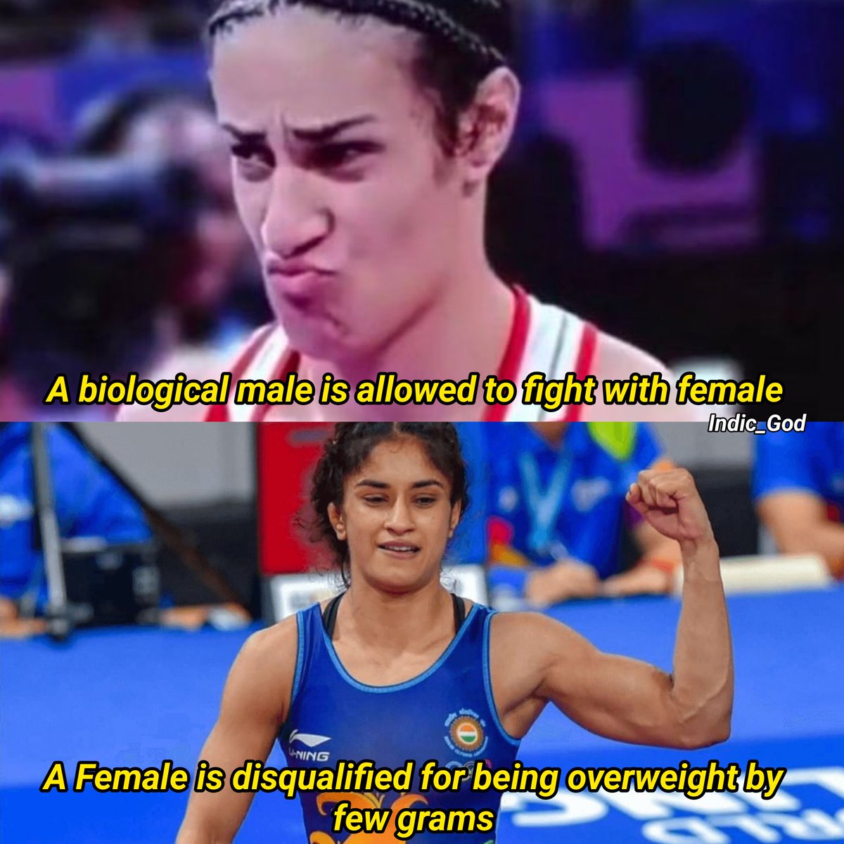 skylord450's tweet photo. They made the male fight with the female and here they disqualified Vinesh Phogat because of 100 grams more.
Wow, @Olympics great work 👏 
#VineshPhogat #Wrestling #Olympics #Cheer4Bharat #Paris2024 #Paris2024Olympic https://t.co/yxmDU0lfED