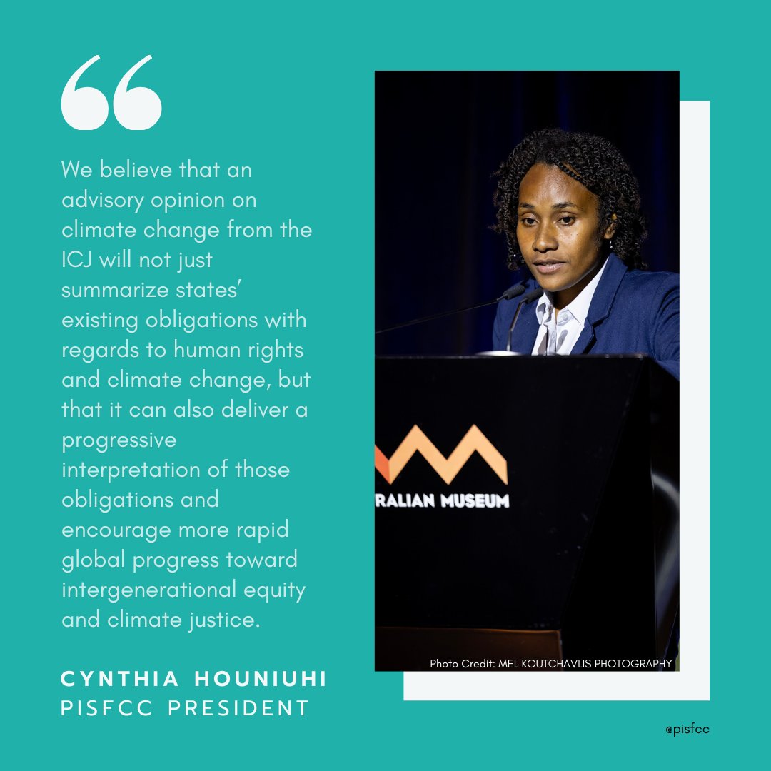 pisfcc's tweet photo. Did you catch our President's powerful speech at the Talbot Oration this year? 

Here are some highlights 🤩

#ClimateICJAO #ClimateJusticeAtTheICJ https://t.co/qvOYynmAUS