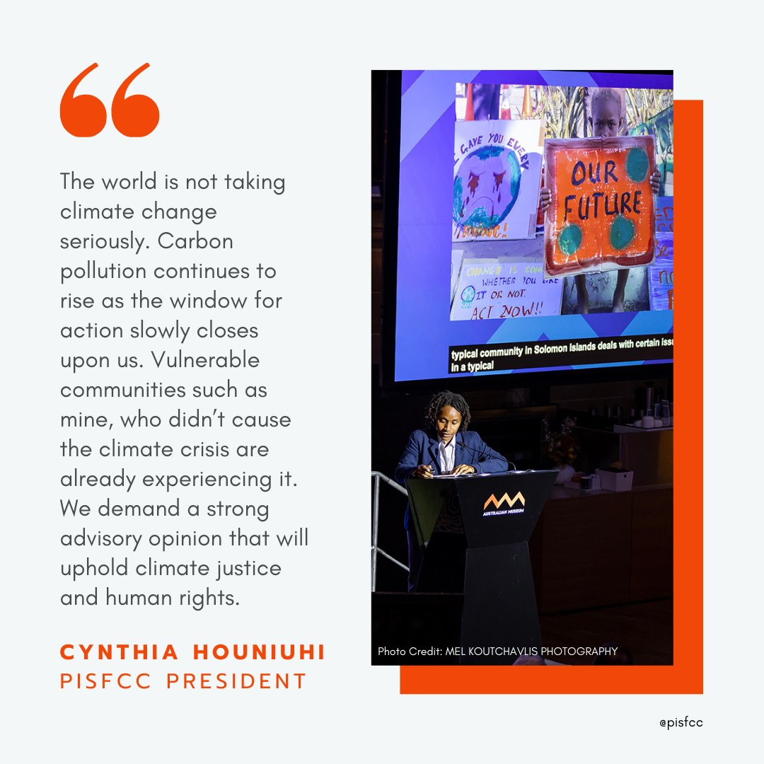 pisfcc's tweet photo. Did you catch our President's powerful speech at the Talbot Oration this year? 

Here are some highlights 🤩

#ClimateICJAO #ClimateJusticeAtTheICJ https://t.co/qvOYynmAUS