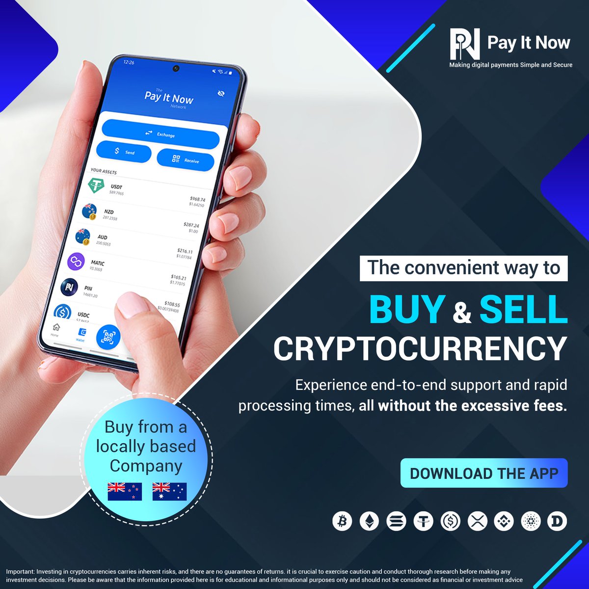 PayItNow_PIN's tweet photo. A #Crypto platform developed by Kiwis, made for everyone 📲 🪙
Experience end to end support, rapid processing times and unbeatable rates that almost seem too good to be true!
Download the #PIN_Network_App today! Visit: https://t.co/HMd9ifZyIf 🇦🇺🇳🇿 https://t.co/K8B2WeESLl