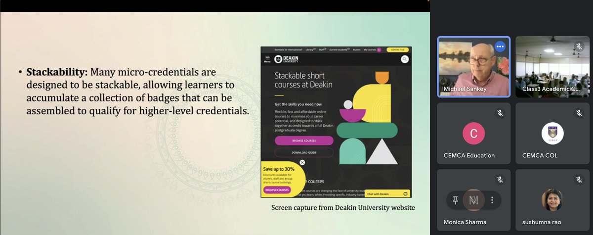 sushumnarao's tweet photo. Happy to be associated with a great initiative a workshop focused on Developing Micro credential Courses under @NCVETIndia framework by @CEMCA_COL and Tamil Nadu Open University (TNOU) and learning from insightful presentations. #Microcredential #stackability #creditcourses https://t.co/UssvVkTFVP