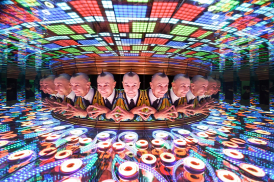 Italian illusionist Arturo Brachetti performs in the mirrored mazes of the Camera Obscura attraction in Edinburgh.