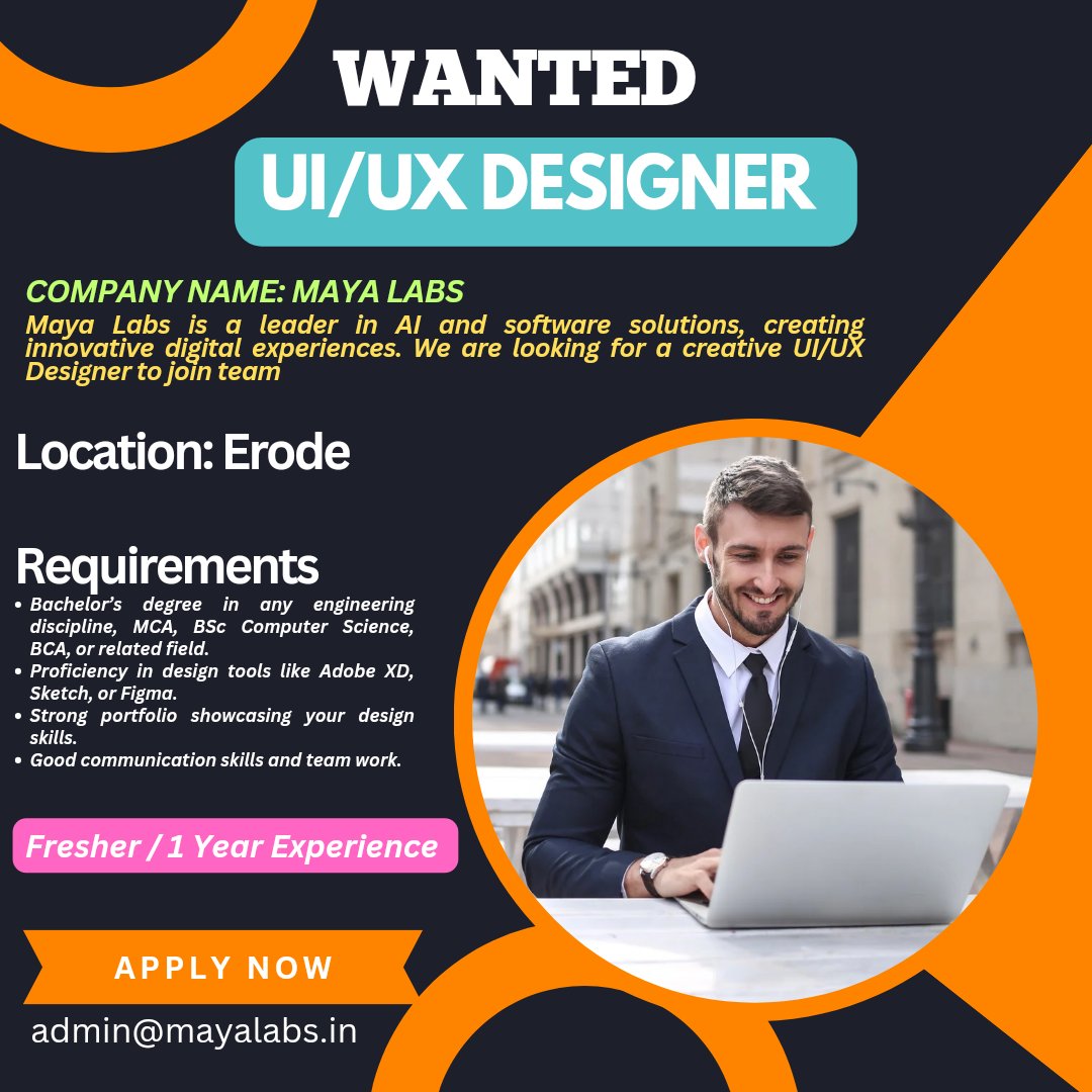 mayalabs_tvm's tweet photo. Wanted.

UI/UX Designer.

Location: Erode https://t.co/NWyHfs2CWA