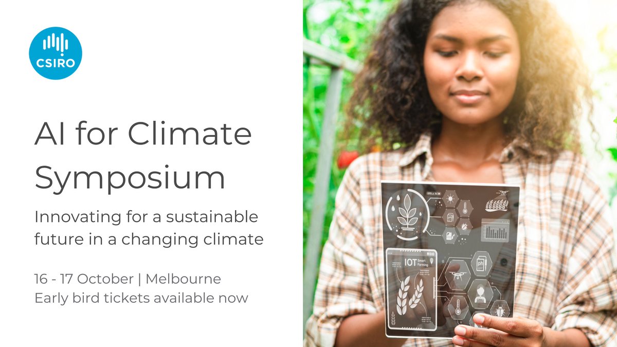 Discover how #AI can boost Aussie industries' resilience to a changing #climate at our AI for Climate Symposium on the 16-17 Oct: bit.ly/3WTJUf2🌿

You'll walk away with real-world case studies, practical insights, expert advice, and a preview of cutting-edge research.