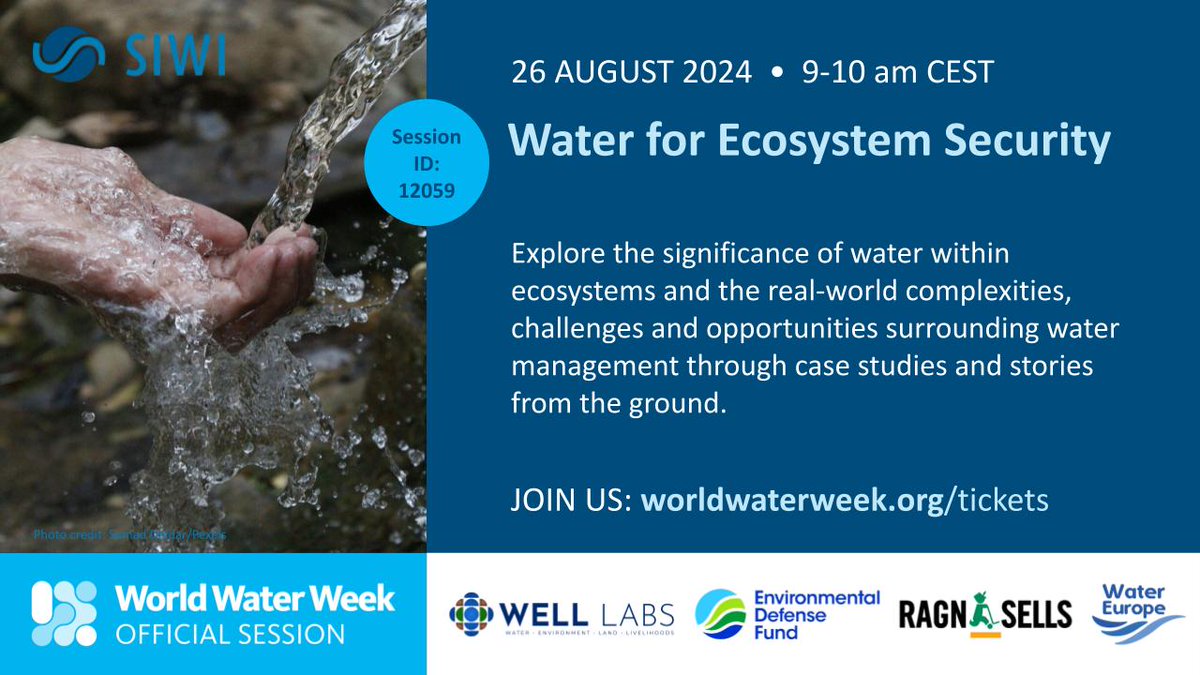 WELL Labs (@welllabs_org) on Twitter photo We are co-convening a seminar at <a href="/siwi_www/">World Water Week</a> on 'Water for Ecosystem Security'. Sessions hosts include <a href="/veenas_water/">Veena Srinivasan</a>, Riccardo Zennaro & <a href="/PLarshans/">Pär Larshans</a>.
Date: 26 August 2024
Time: 12:30-1:30 pm IST
Register here: bit.ly/3LMeZei We are co-convening a seminar at <a href="/siwi_www/">World Water Week</a> on 'Water for Ecosystem Security'. Sessions hosts include <a href="/veenas_water/">Veena Srinivasan</a>, Riccardo Zennaro & <a href="/PLarshans/">Pär Larshans</a>.
Date: 26 August 2024
Time: 12:30-1:30 pm IST
Register here: bit.ly/3LMeZei