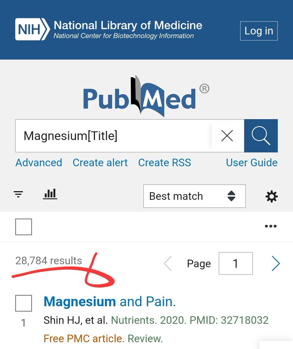 seyozen's tweet photo. @uosseker Amerika Ulusal Tıp Kütüphanesi (@NIH)'nin veritabanı Pubmed'de arayınca, başlığında "magnesium" terimi geçen bilimsel yayın sayısına bakalım: https://t.co/mReJodwqkR