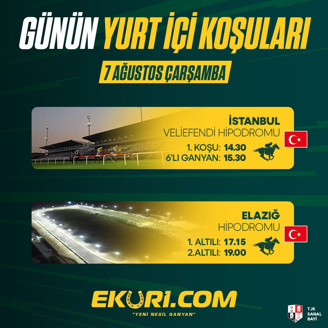 ekuriresmi's tweet photo. Yarış heyecanı doludizgin devam ediyor! 2 yurt içi ve 4 yurt dışı yarış programı ile 7 farklı 6’lı ganyan için uzman analizlerine göz at, kuponunu yap.

Hemen Oyna: https://t.co/MqkZE7qDNZ https://t.co/HXJSpNVd4t