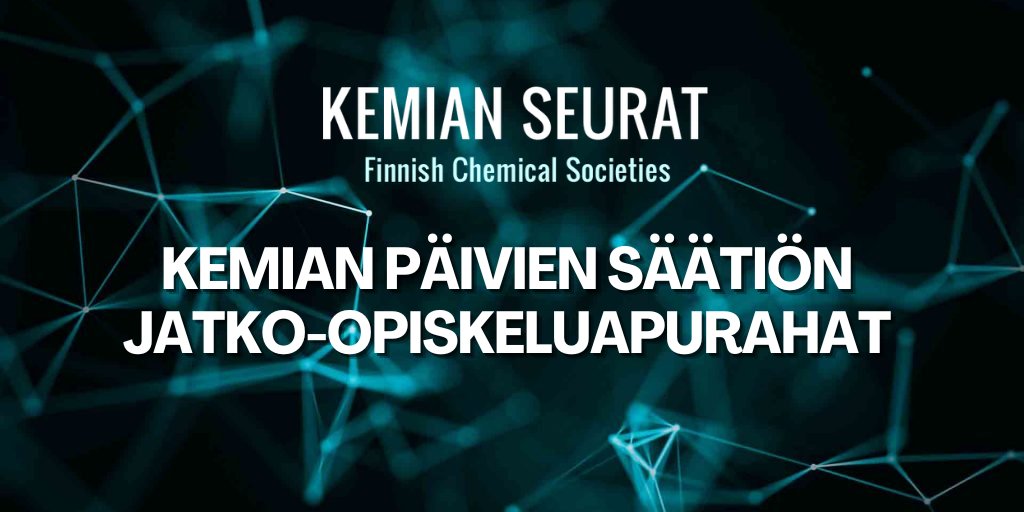KEMIAN PÄIVIEN SÄÄTIÖN JATKO-OPISKELUAPURAHAT 2024 on nyt haettavissa. 

Apurahat on tarkoitettu kemian aloilla yliopistoissa tohtorintutkintoihin tähtääville opiskelijoille. Apurahat ovat määrältään enintään 2000 euron suuruisia.