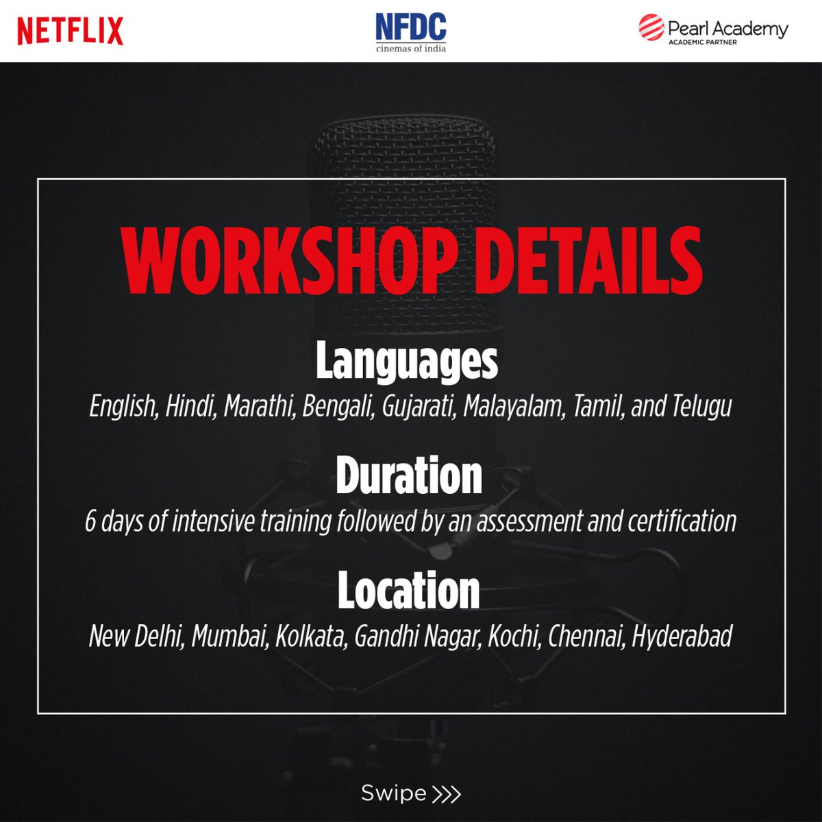 nfdcindia's tweet photo. Attention all voice-over artists! This is your last chance to join "The Voicebox," a collaborative initiative by @NetflixIndia and NFDC, with training from @PearlAcademyInd. #ApplyNow, the last day is 9th August 2024! 🎤
To apply, visit: https://t.co/AjBsFShMGw
#TheVoicebox https://t.co/Lltk45F6Tk