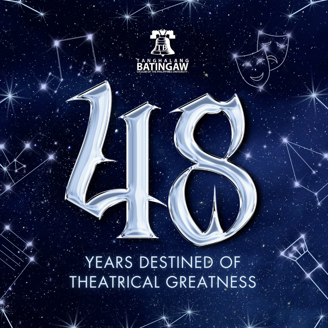 𝐇𝐚𝐩𝐩𝐲 𝟒𝟖𝐭𝐡 𝐀𝐧𝐧𝐢𝐯𝐞𝐫𝐬𝐚𝐫𝐲, 𝐓𝐚𝐧𝐠𝐡𝐚𝐥𝐚𝐧𝐠 𝐁𝐚𝐭𝐢𝐧𝐠𝐚𝐰!  

It’s been 𝟒𝟖 𝐲𝐞𝐚𝐫𝐬 since we began our journey. Here's to another year of growth, inspiring and success.  
Mabuhay ang mga alagad ng sining!🎭 

 #TB48  #AlagadNgSiningAtBayan