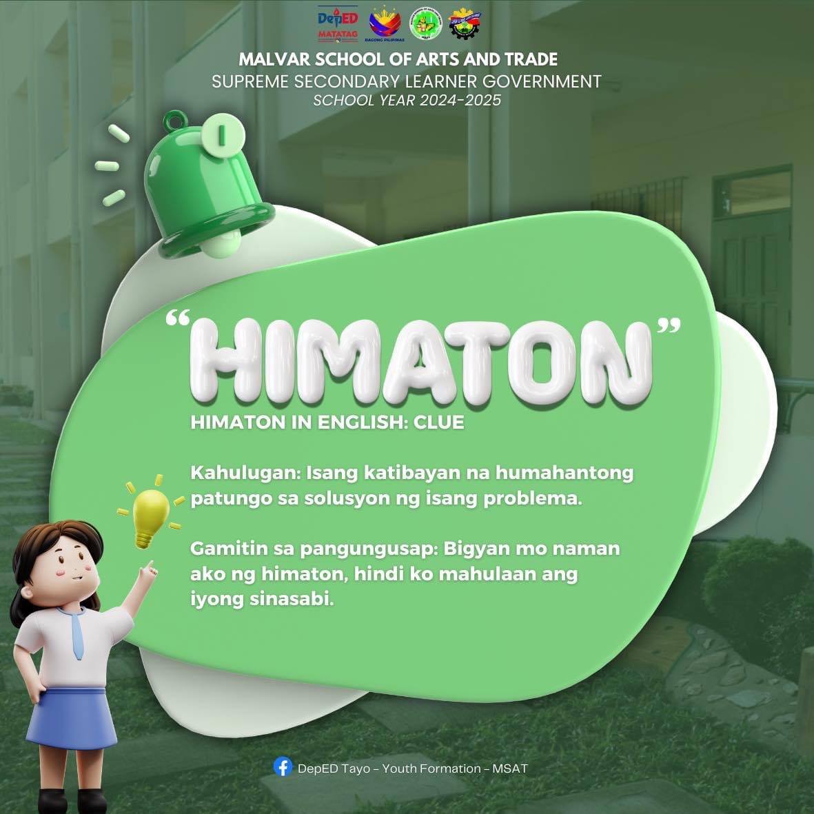 MsatSsg's tweet photo. BUWAN NG WIKANG PAMBANSA 2024
"Filipino : Wikang Magpagpalaya" 

Bilang pakiki-isa at pag-gunita narito ang SSLG WikALamin, nagsisilbing gabay at tanglaw sa pag-papawalawig ng Wikang Filipino

MALIGAYANG BUWAN NG WIKANG PAMBANSA, MALVAREÑOS !! 🇵🇭 ❤️

crdts: Philippine Scholar https://t.co/BuoQgfHnYZ