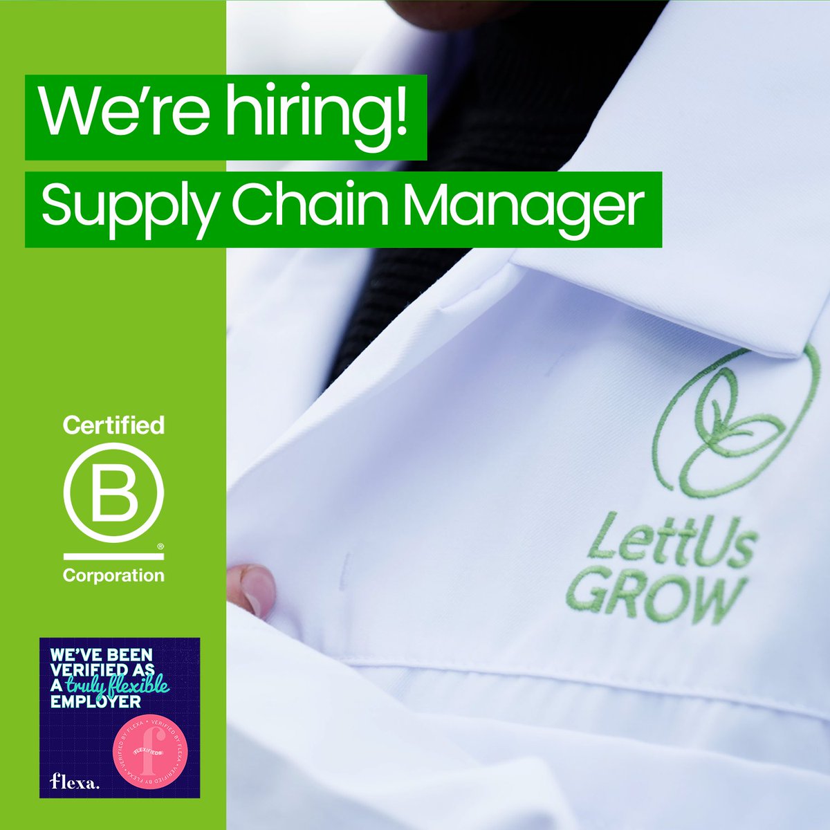 LettUs Grow is looking for a new Supply Chain Manager! 

We need: 

• at least 5 years professional experience managing engineering or technical supply chains
• experience working in an engineering organisation
• CIPS level 4 or higher

hubs.la/Q02Kc24t0