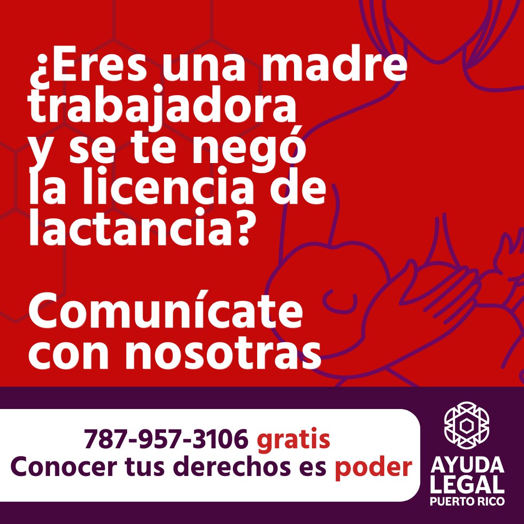 Desde nuestra Unidad de Trabajo Digno ofrecemos asesoría y acompañamiento a mujeres trabajadoras que han sufrido violaciones a su derecho a la lactancia. Comunícate gratis con nosotras al 7879573106. Asistencia sujeta a cualificación. #JusticiaEconomica