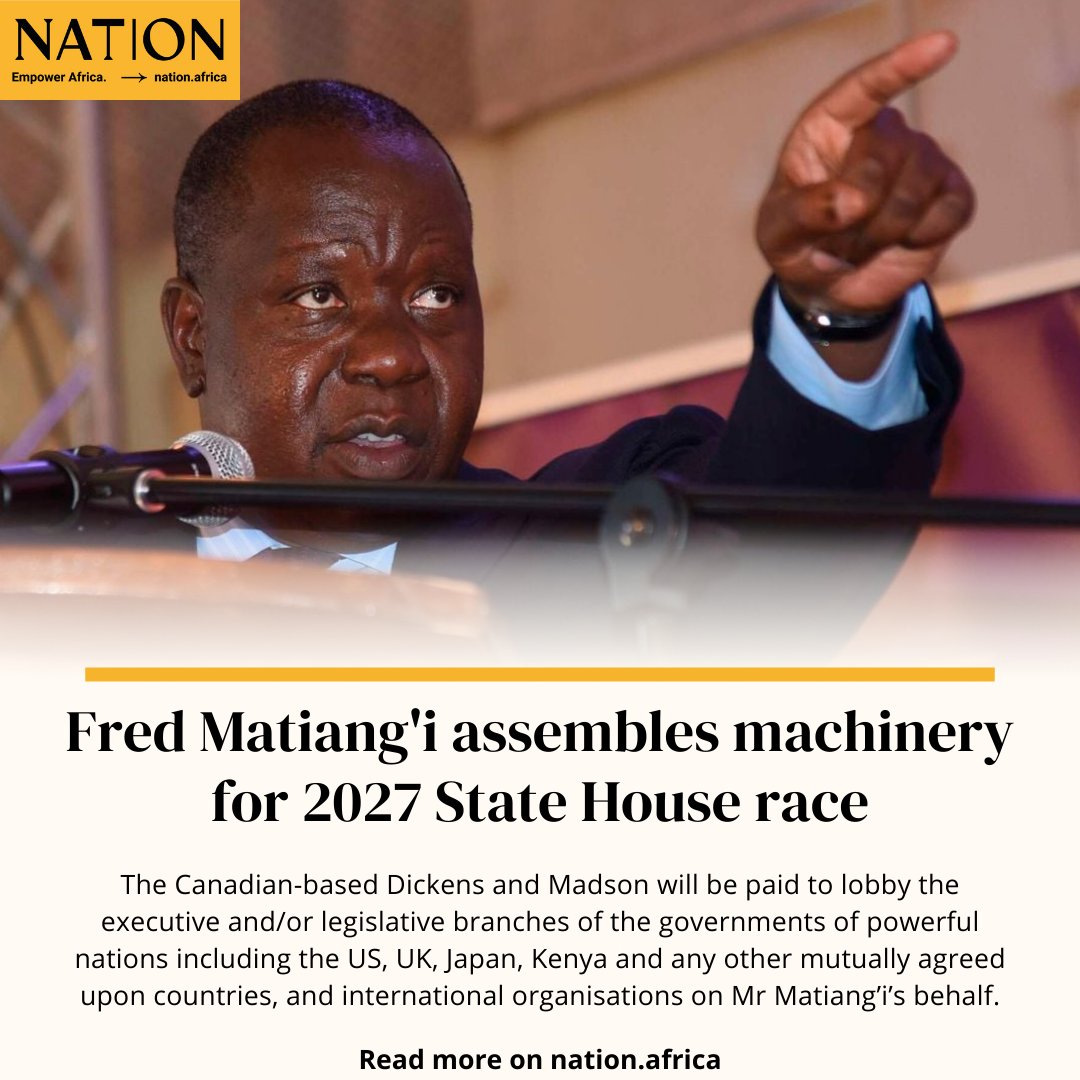 NationAfrica's tweet photo. Former Interior Cabinet Secretary Fred Matiang'i has laid the ground to run for the country’s top seat in 2027.

Read more: https://t.co/BqnNQ81EA0 https://t.co/5pvAPlmyVq