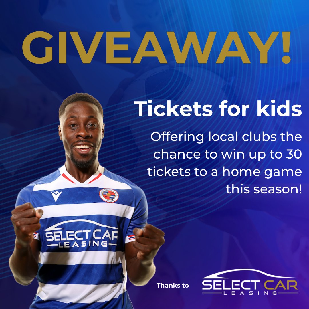 SC_Leasing's tweet photo. #Giveaway time! Tickets for Kids is back ⚽

#ReadingFC fans local to the #SelectCarLeasingStadium? Part of a kids football team? This is your chance to win 30 tickets to a @ReadingFC home game this season for your club. 

Enter here: https://t.co/PpivbDG6tB 

#Comp closes 17/8 https://t.co/QWFezkvclJ