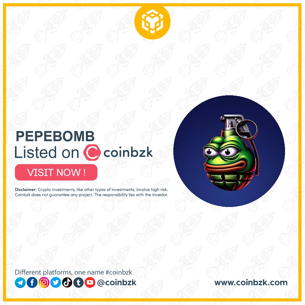 coinbzk's tweet photo. 📣 New Listing 📣

Coin : PEPEBOMB

Chain : BSC

Contract: 0x6b5852D2C085cB6845eAee7BeE8dC2890a32321F

View the project on coinbzk: PEPEBOMB ( https://t.co/tB7rQxTQmg )

@PEPEBOMBEN

#coinbzk #PEPEBOMB #GEM #BSC https://t.co/wi1yBmFhNP