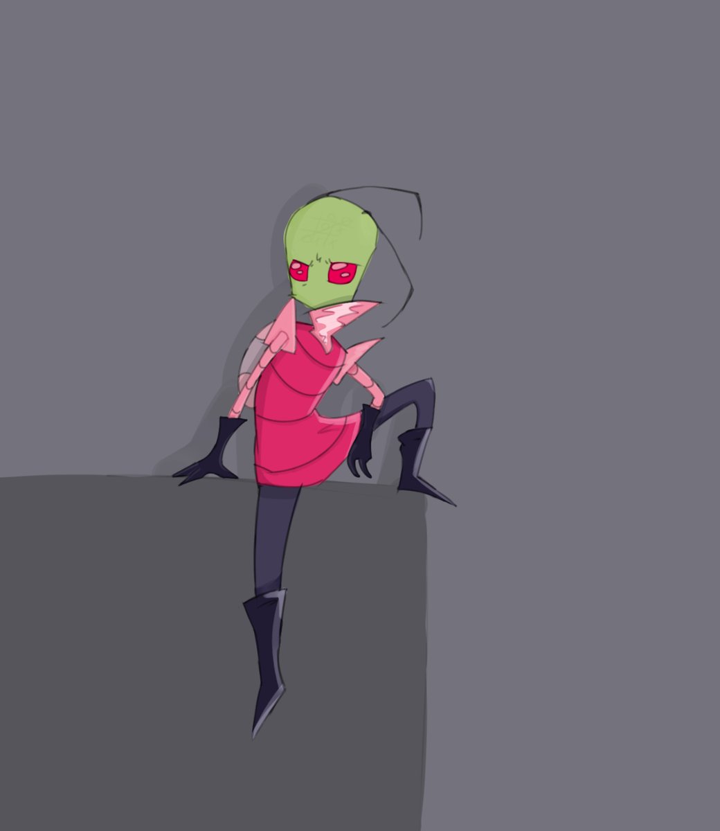 ArtistAsyol's tweet image. Zim sits, I wonder what he&apos;s up to #art #simple #lazyart #fanart #zim #invaderzim