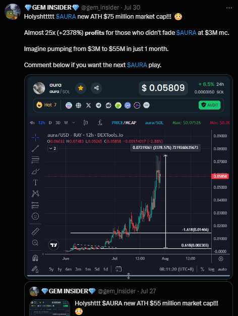 🚨 Are you still fading INSIDER anon??  

$NEIRO [ETH] 69x in 8 days
$NEIRO [SOL] 9x in 4 days
$GINNAN 6x in 2 days
$AURA 24x in 5 weeks
$LNQ 28x in 4 months
$BILLY 9x in 4 weeks
$NPC 15x in 3 months 
$BTCB 31x in 5 days 

Comment + repost if you want the next 10x play.