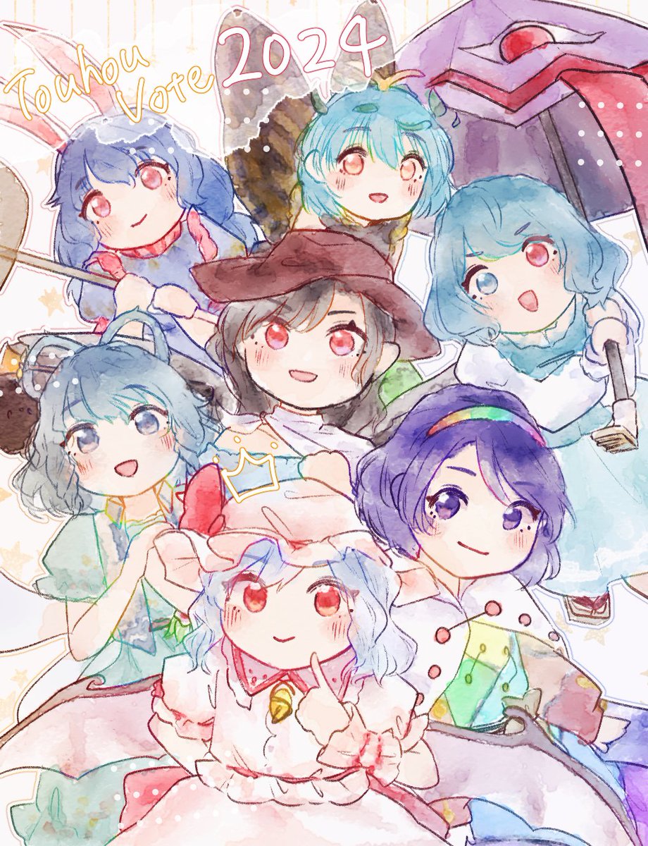 人気投票🫰みんな大好きじゃ～💃💃
今年はレミリア・スカーレット率いる驪駒早鬼青髪ハーレム隊（意図せず）
#toho_vote20 #東方Project