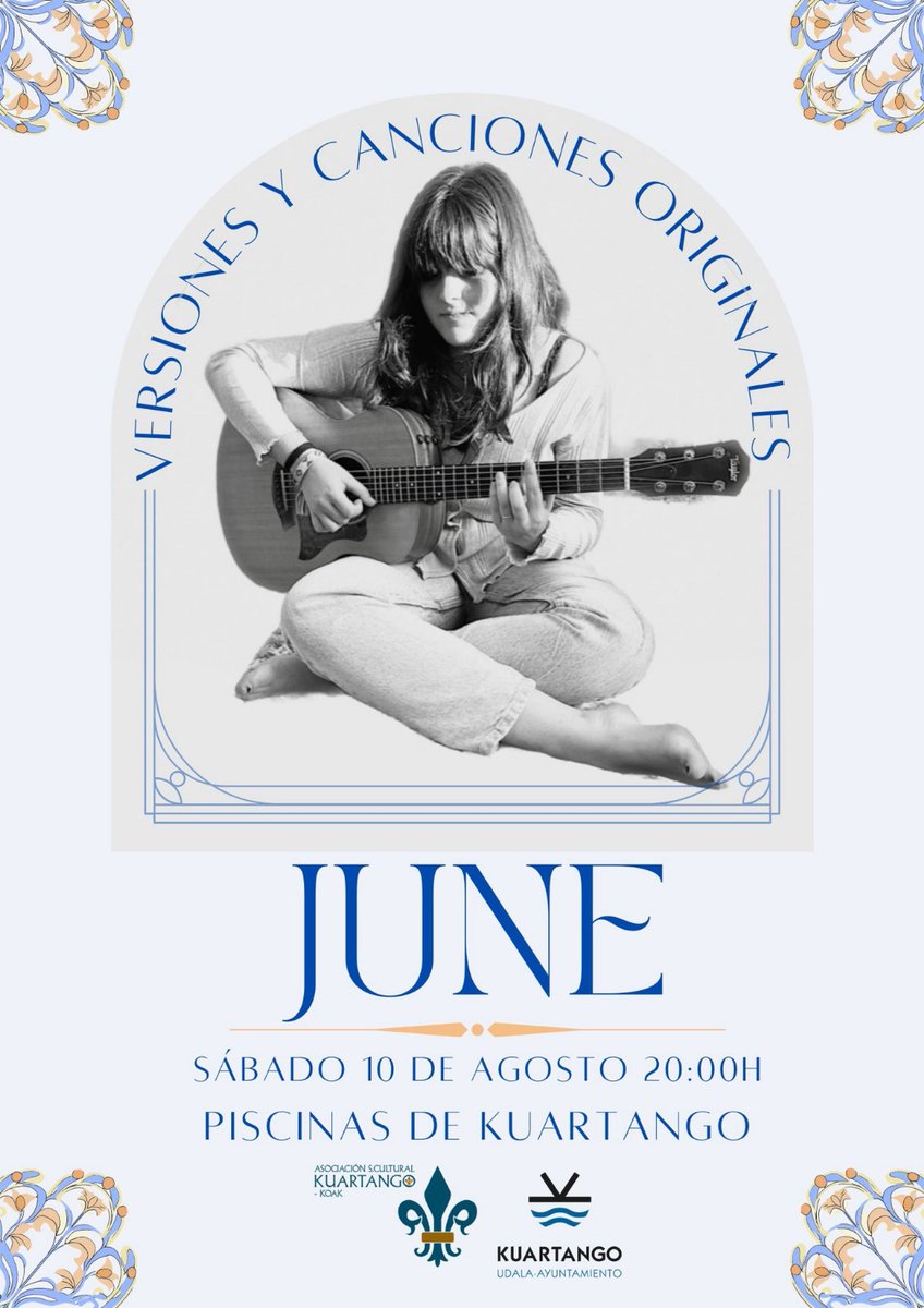 Este sábado, 10 de agosto, en las Piscinas de Kuartango, ven y disfruta del Arte de JUNE 🎤🎸🎶. 
Versiones y canciones propias a las 20:00 h. 
Anima zaitezte!!!