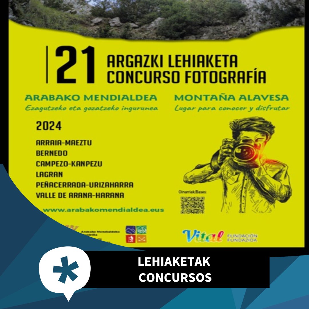 📸21. Arabako Mendialdeko #Argazki #Lehiaketa⁣
📸21 #Concurso de #Fotografía Montaña Alavesa⁣
📅 27/09/2024⁣
📩mendialdekoargazkilehiaketa@gmail.com⁣⁣
[EUS]🔗tinyurl.com/8k6t2k6y
[CAS]tinyurl.com/3k9sjjc4
#DFAlava #araba #alava #Jovenes #gazteak