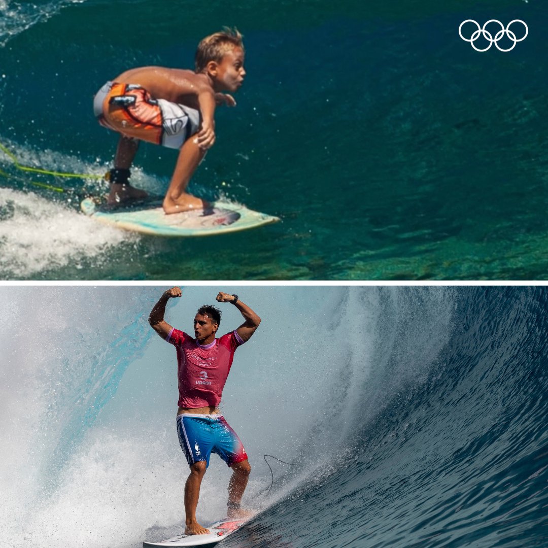 Même vague, 13 ans d’écart 🌊

Hier, Kauli Vaast devenait champion olympique chez lui à Teahupo'o 🥇🇫🇷

#Paris2024 | #JeuxOlympiques