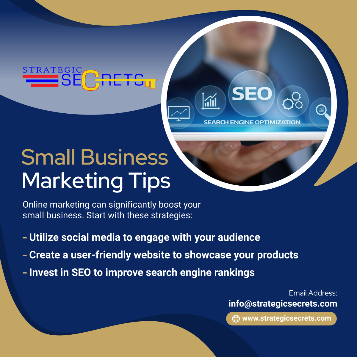 strategysecrets's tweet photo. Want to grow your small business? Implement effective online marketing strategies and see the difference. Discover the power of digital marketing today.

#Texas #DigitalMarketing #StrategicSecrets #SmallBusiness #MarketingTips https://t.co/NAuRb0tmNb