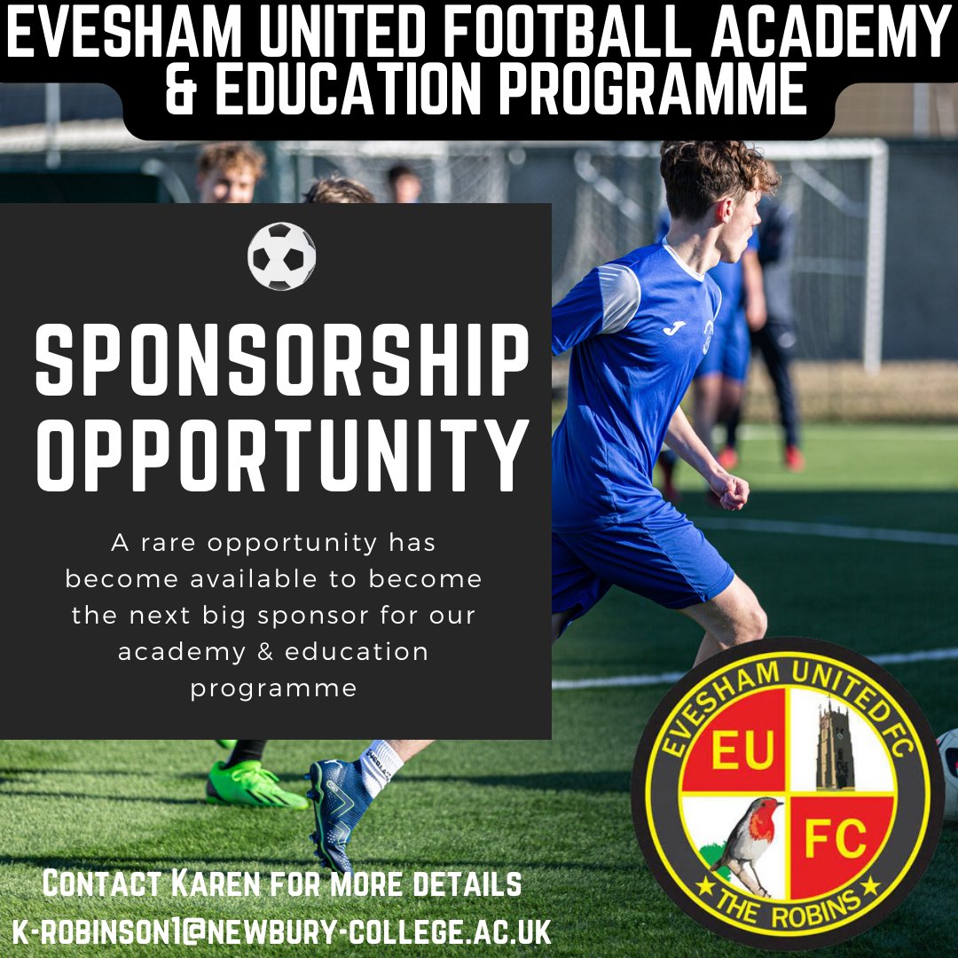 EveshamUtdAcad's tweet photo. We are looking for a company to be our new kit sponsor for the Academy &amp; Education Programme at EUFC Academy.
We can represent your company and you be the new face of our home and away shirts for our Academy squad this coming season. 
Message if you are interested https://t.co/sAcMrLntv7