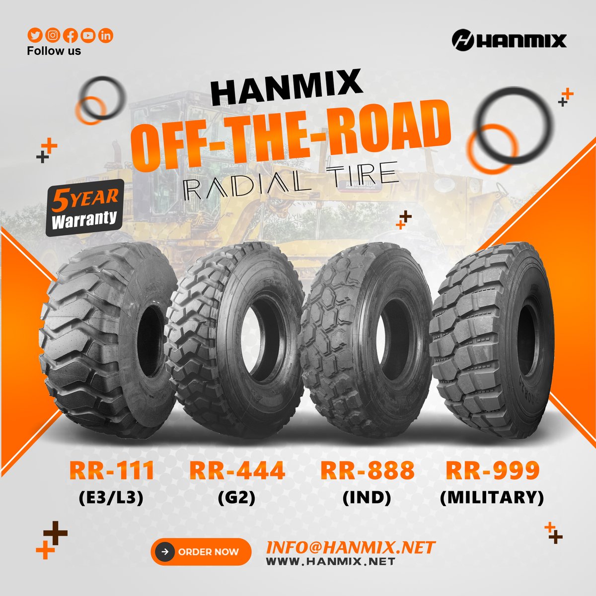 HANMIXTIRES's tweet photo. HANMIX Off The Road Radial Tires, OTR Tires
Durable, good adhesion to the road and excellent load-bearing capacity. Reliable quality and reasonable price. HANMIX OTR tires are worthy of your trust.
WhatsApp: +86 13395421122
#HANMIX #TIRE #OFFTHEROADTIRE #OTRTyres #neumaticos https://t.co/YRUE14JS6m