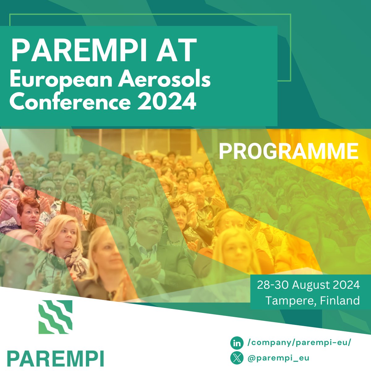3 weeks left until the European Aerosols Conference takes place in Tampere, Finland (28-30 August). PAREMPI will be there with a stand and 8 papers!💡 

Don't miss out!⏰

📜 Check the programme: lnkd.in/d95gbdi4

✍ Discover the PAREMPI papers: lnkd.in/dJFjyPDG