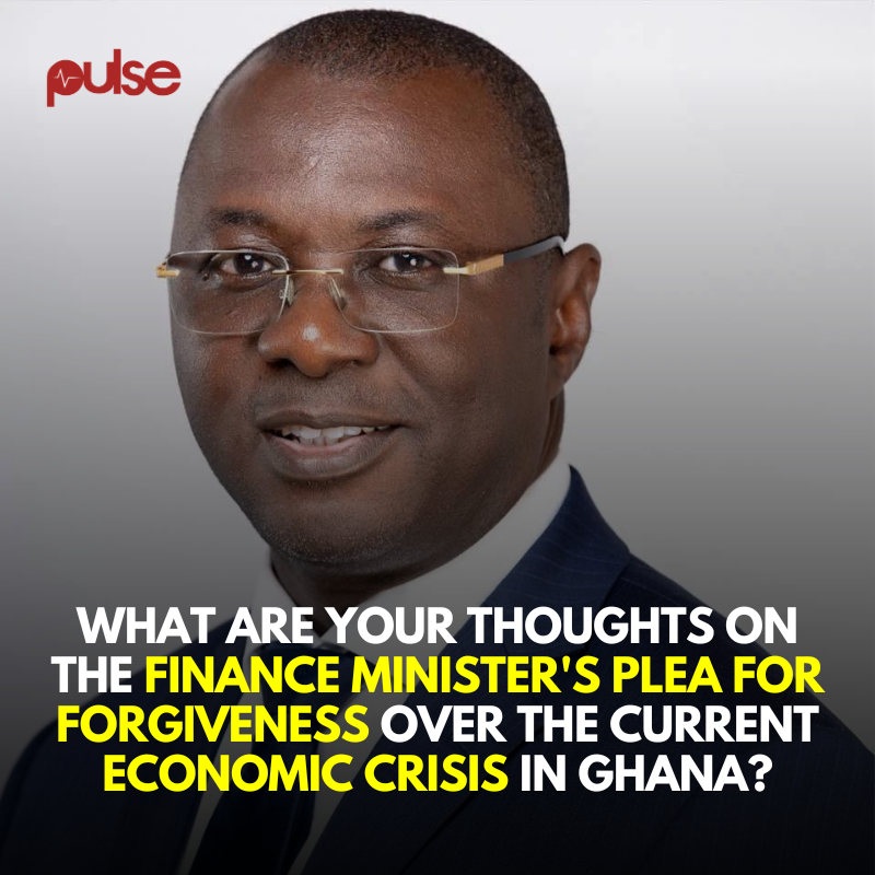 PulseGhana's tweet photo. Finance Minister pleads for forgiveness over economic crisis: what's your take?
Read more: https://t.co/0A94gzurWS
#TalkToPulse https://t.co/002FFKKUzp