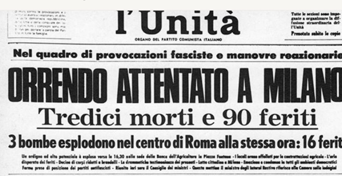 lucioalessio's tweet photo. Le stragi di stato? Cominciarono con Piazza Fontana ed ebbero la firma - per così dire - della Dc. La tesi di @SansonettiUnita è inaccettabile. Anzi - spiace dirlo - una vergogna! Ha ragione Lillo Mannino: lo stragismo fu contro la Dc. #ReteBianca #TempiNuovi https://t.co/rstQMqsZn5