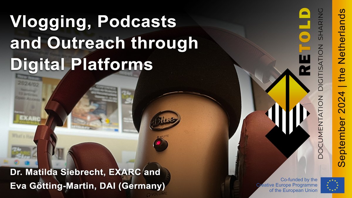 This hybrid conference is open to all people with a museum or technical background who are interested in digital tools in the cultural sector.
exarc.net/meetings/digit…

#EXARC #Experimental #Archaeology #RETOLD #Conference #vlogging #podcast #digital #explore #joinus #audience