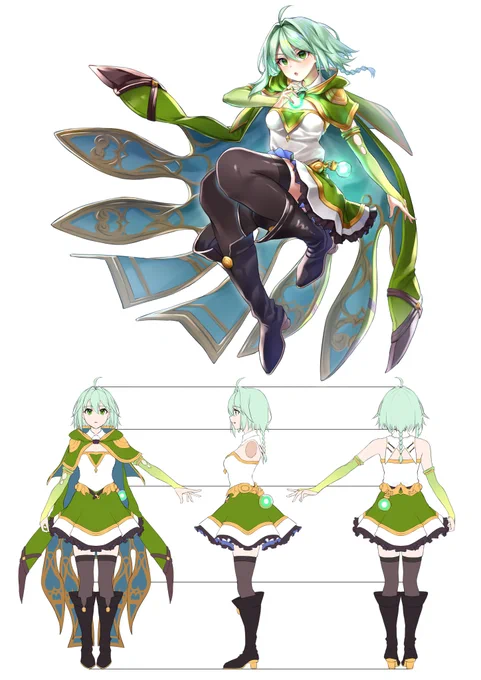 オリジナルキャラクターデザイン三面図アイテム設定画とかも描く予定 