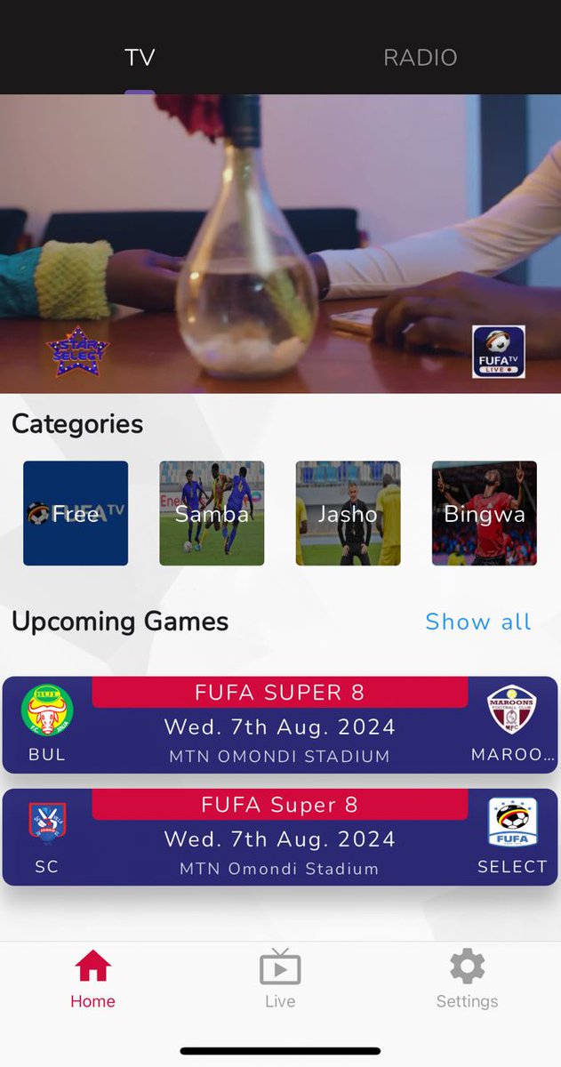 On Live is #StarSelect watch on GO with the #FUFAMediaApp