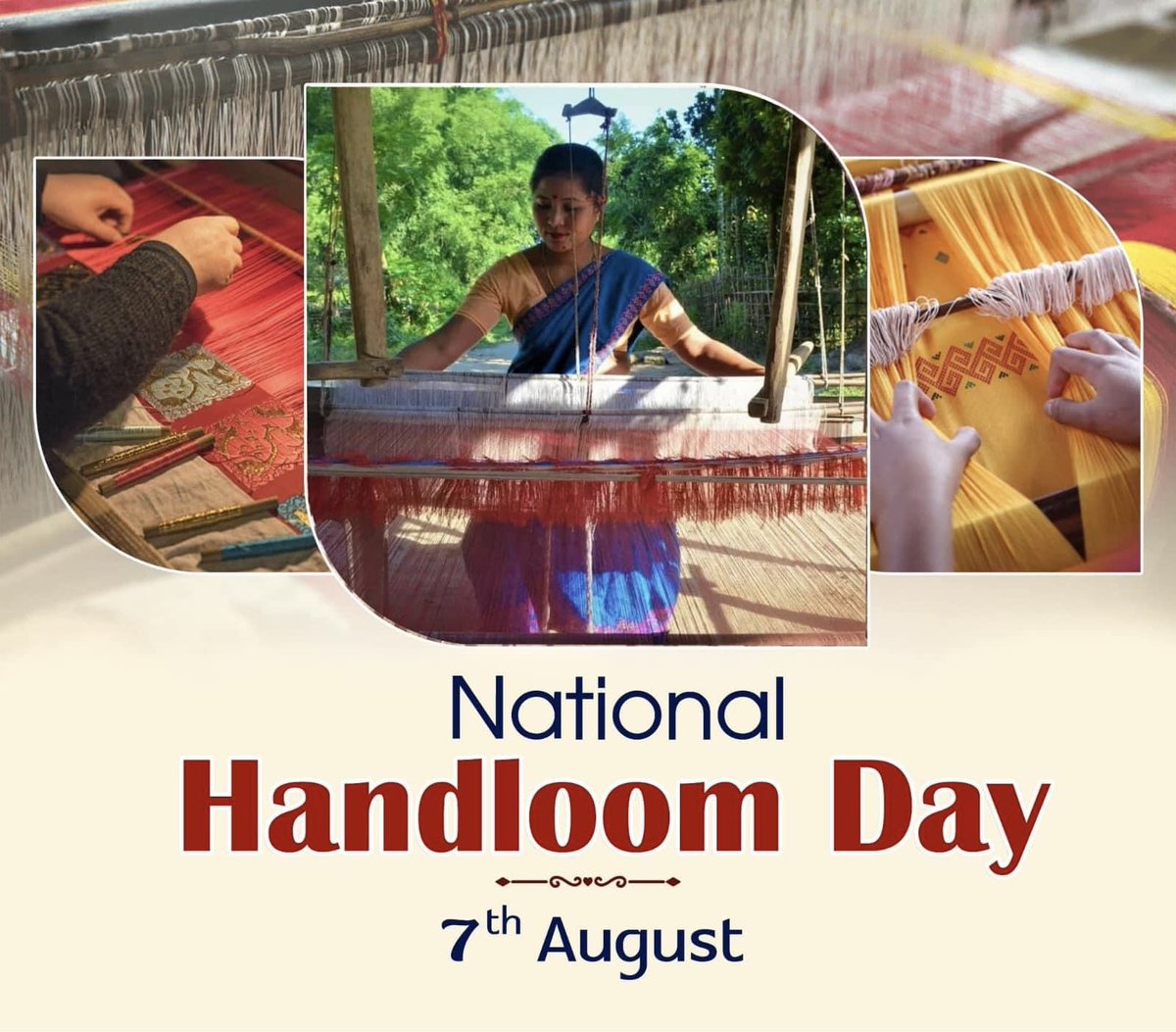 smfoundationghy's tweet photo. Happy National Handloom Day

Today, we celebrate the creativity and hard work of India's handloom weavers. Let's pledge to support Assam's rich handloom heritage. By embracing handloom products, we honour our traditions and empower artisans who keep these crafts alive. https://t.co/ugbNOYUReb
