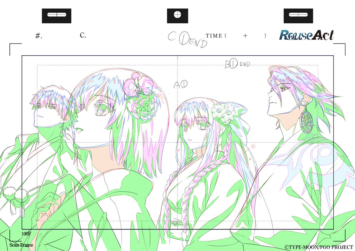 puccapucca02's tweet photo. 色彩豊かなPVのため彩色まで含め良いレイアウトになるよう普段以上に意識するのは大変でしたが、一部カットはLO時に仮色で塗ってみるなどしてFBをいただいていました。映像として見た時により映えるように本番色を作ってくださった色彩設計様、本当にありがとうございます！(3/6)
#FGO #FGO9周年 https://t.co/KlMGgYjNfV