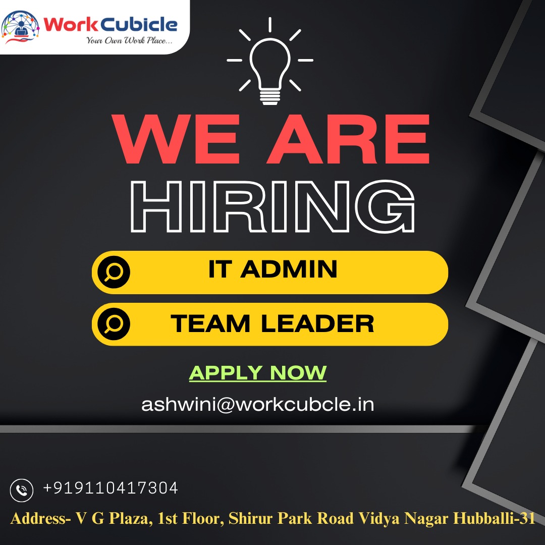 WorkCubicle's tweet photo. 🚀 We're hiring! Join us as an IT Admin or Team Leader and take your career to the next level. Apply now! 💼🌟
.
.
Send Resume: ashwini@workcubcle.in
Reach to us: +919110417304
.
.
#Hiring #hr #hrcruiter #TeamLeader #BackOfficeExecutive #JoinUs #WorkCubicle #students #job #caree https://t.co/tjPzPyUUAX