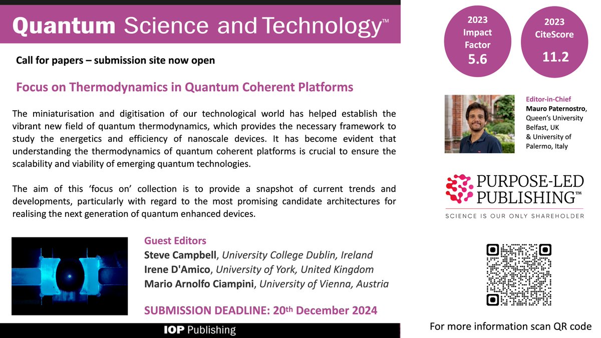 Steve Campbell (@quantumwizard) on Twitter photo A wonderful paper that also kicks off a new Focus on Thermodynamics of Quantum Coherent Platforms collection for <a href="/QuantSciTech/">Quantum Science & Technology</a> we are pulling together.
Submissions are open tinyurl.com/2n2zrcj4 A wonderful paper that also kicks off a new Focus on Thermodynamics of Quantum Coherent Platforms collection for <a href="/QuantSciTech/">Quantum Science & Technology</a> we are pulling together.
Submissions are open tinyurl.com/2n2zrcj4