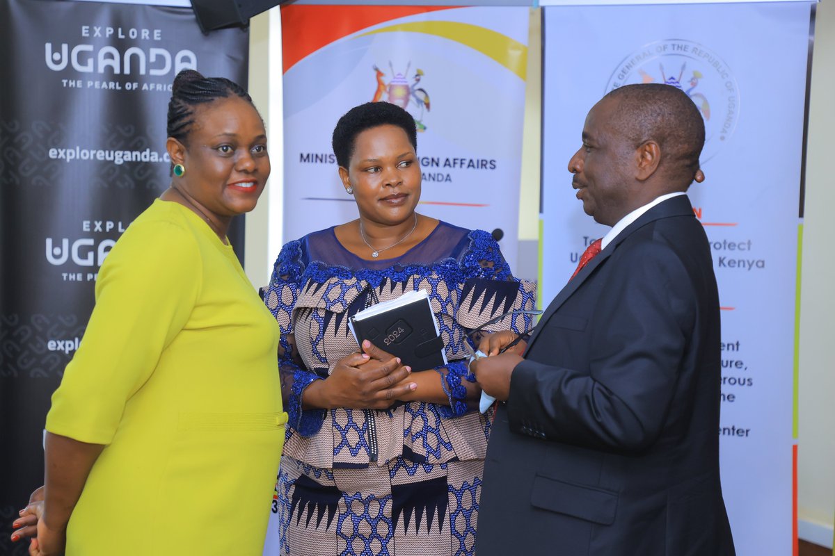#HappeningNow, the Minister of State for Tourism  Hon. Martin Mugara together  with the High Commissioner of #Kenya to #Uganda Amb. Joash Maangi  and the Consul General Amb. Paul Mukumbya have branded Kenya's top tourism influencers with Explore Uganda Tourism brand at MOFA