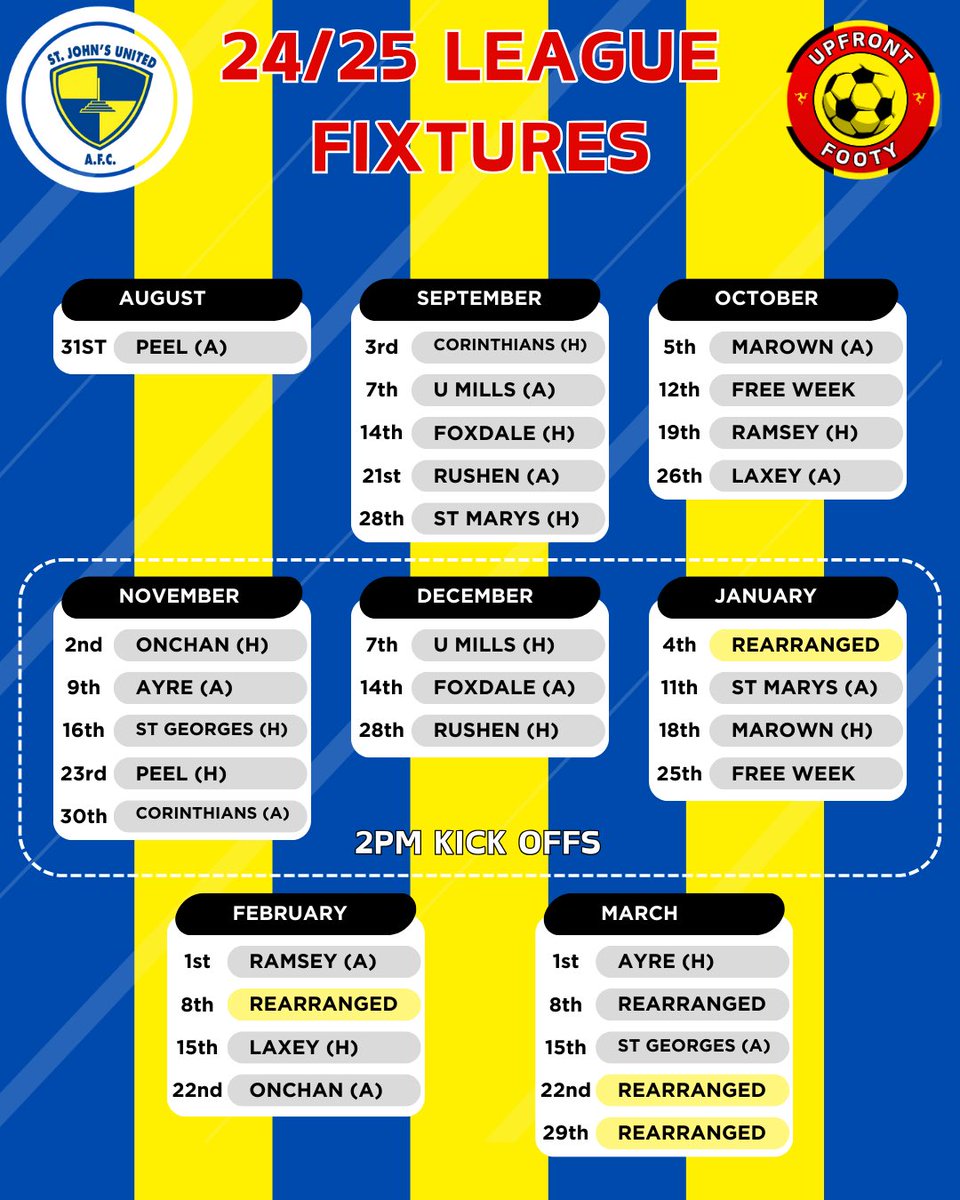 Our 2024/2025 fixture list.

<a href="/Upfrontfooty/">Upfront Footy</a>