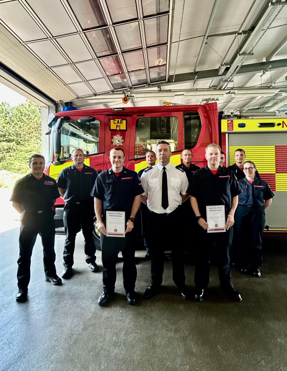 Norfolkfire's tweet image. Crew Manager Alex Cook and Fire Fighter Chris Lumbard from Green Watch Carrow have been presented with CFO Commendations for their exceptional skill and empathy during a water rescue.

They worked under pressure and with compassion, showing the highest standards of our service.
