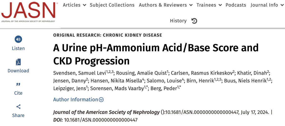 Peder Berg (@berg_peder) on Twitter photo Extremely happy to announce the publication of our study on renal acid/base handling and the association between our novel urine acid/base score and progression of chronic kidney disease <a href="/JASN_News/">JASN_News</a> <a href="/ASNKidney/">American Society of Nephrology</a> journals.lww.com/jasn/abstract/…. A short 🧵 on what we found. Happy to discuss! Extremely happy to announce the publication of our study on renal acid/base handling and the association between our novel urine acid/base score and progression of chronic kidney disease <a href="/JASN_News/">JASN_News</a> <a href="/ASNKidney/">American Society of Nephrology</a> journals.lww.com/jasn/abstract/…. A short 🧵 on what we found. Happy to discuss!