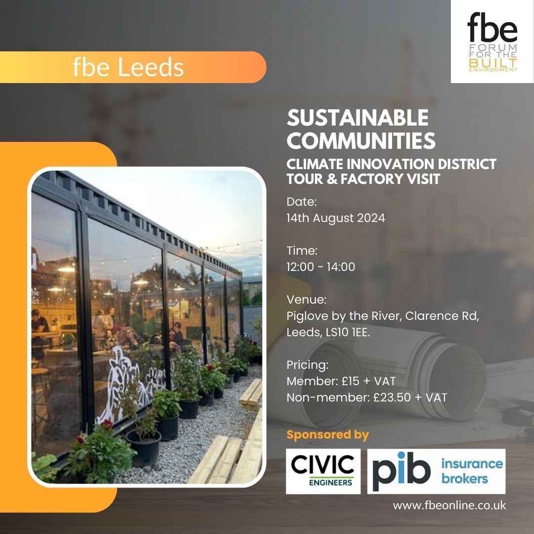 fbe (@fbeonline) on Twitter photo Next week we join fbe #Leeds and sponsors @civicengineers and <a href="/PIB_Insurance/">PIB Insurance Brokers</a> for a tour of the CITU factory the ground-breaking Climate Innovation District, the largest sustainable urban living project in the UK
Book online at buff.ly/4cLf262
#fbe #builtenvironment Next week we join fbe #Leeds and sponsors @civicengineers and <a href="/PIB_Insurance/">PIB Insurance Brokers</a> for a tour of the CITU factory the ground-breaking Climate Innovation District, the largest sustainable urban living project in the UK
Book online at buff.ly/4cLf262
#fbe #builtenvironment