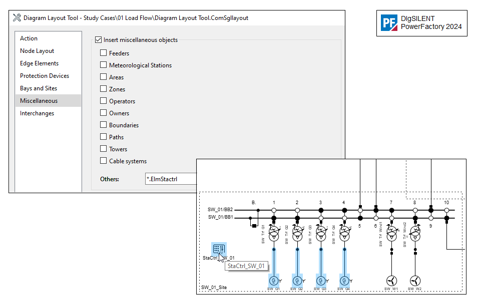 DIgSILENT_GmbH's tweet image. In PowerFactory 2024, many additional objects can be represented in network diagrams. For example, station controllers can be shown, and if you hover over the symbol, related elements are highlighted.

#DIgSILENT #PowerFactory #Featureoftheweek #PF2024 #newfeature