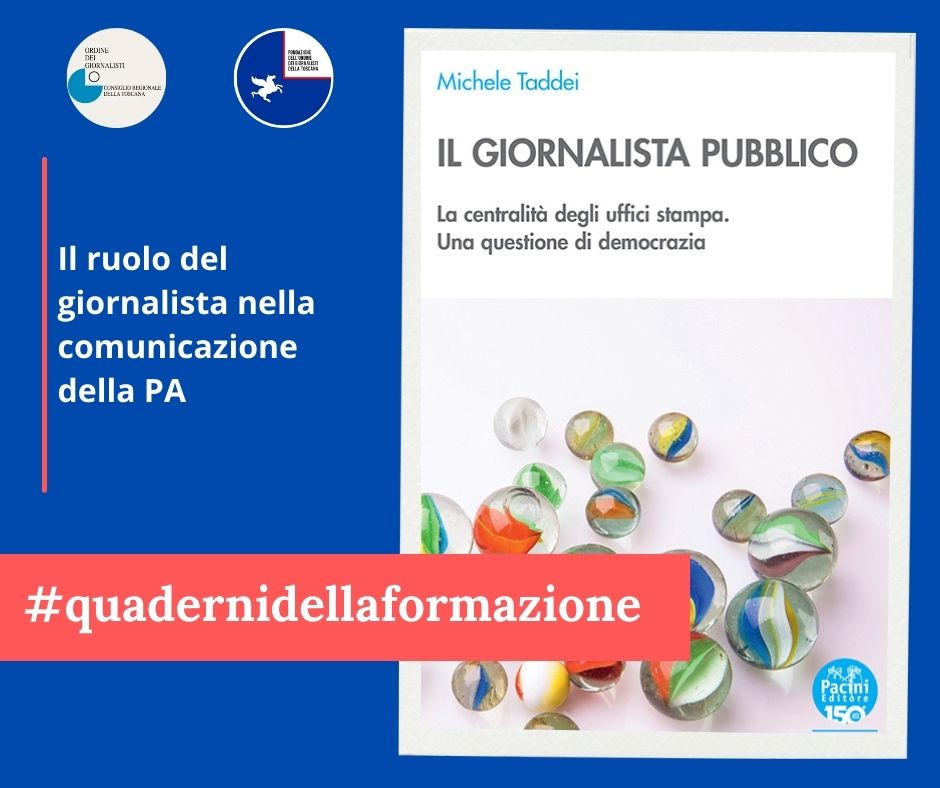 La figura del giornalista pubblico e il suo ruolo nella comunicazione della PA: è il tema del volume "Il giornalista pubblico", di <a href="/MicheleTaddei2/">Michele Taddei</a>  

Il libro è parte dei #QuadernidellaFormazione realizzati da Odg Toscana e <a href="/PaciniEditore/">Pacini Editore</a> 👇
odg.toscana.it/news/news-gene…