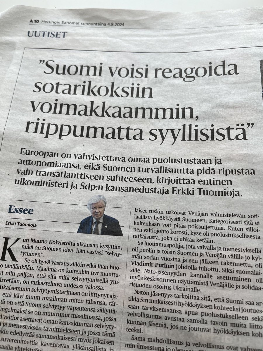 Tuomiojan seuraava länsivastaisuuden keppihevonen on vissiin se, mihin hän ei itse koskaan kyennyt itänaapurin kohdalla: kärkäs reagointi (tai Tuomiojan mukaan sen puuttuminen) ihmisoikeusloukkauksiin ja sotarikoksiin. 🤥🤐😊